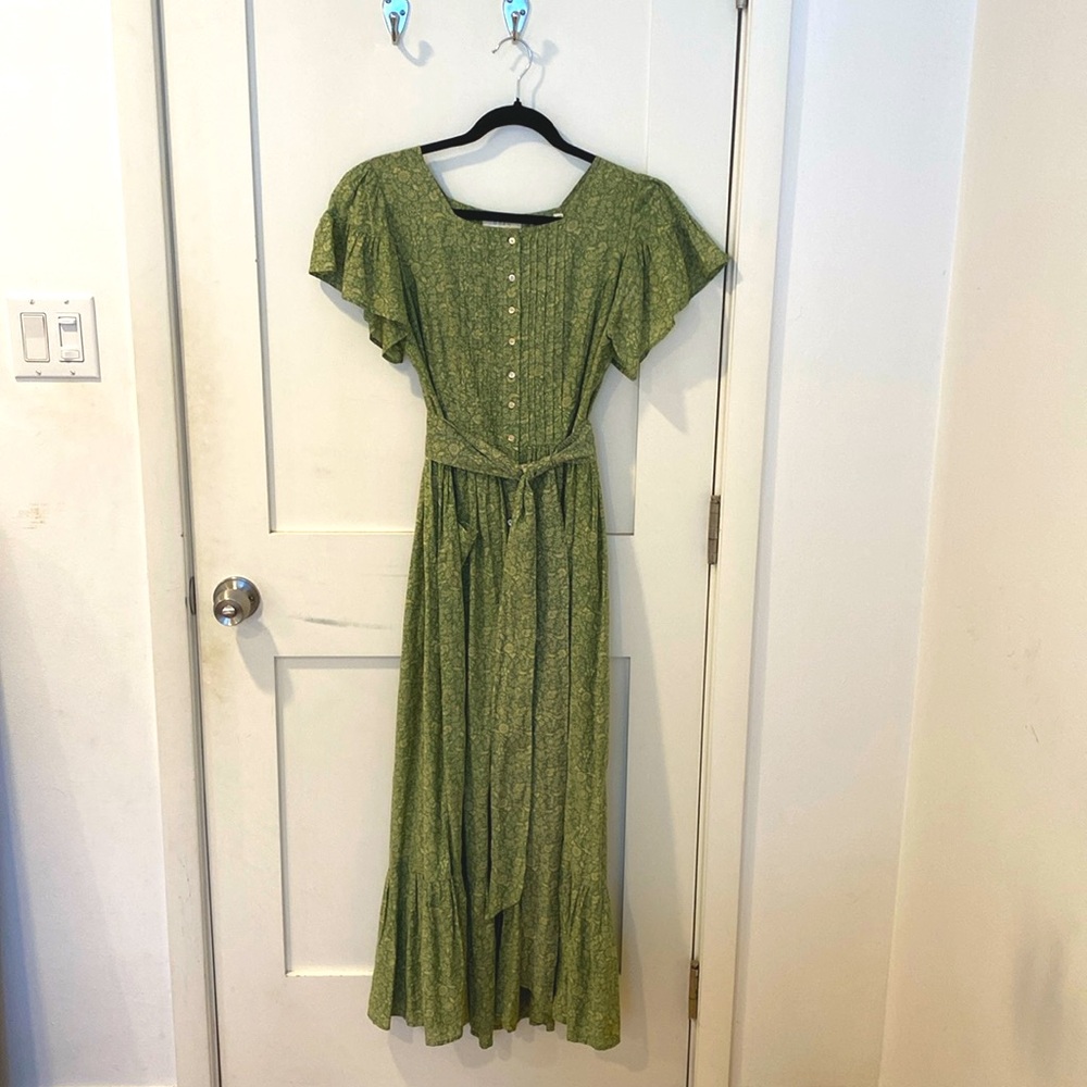 Muted Green Floral Doen Dress